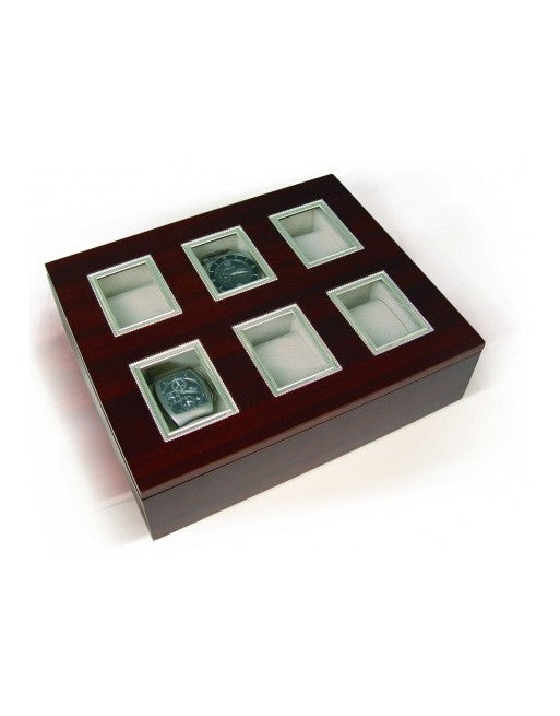 Caja-relojero organizador en madera y plata