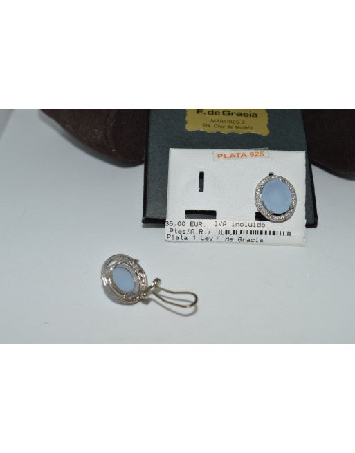 Pendientes de plata con circonita y piedra sintética