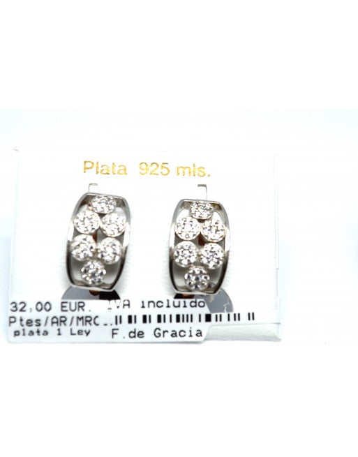 Pendientes de plata con circonita y piedra sintética