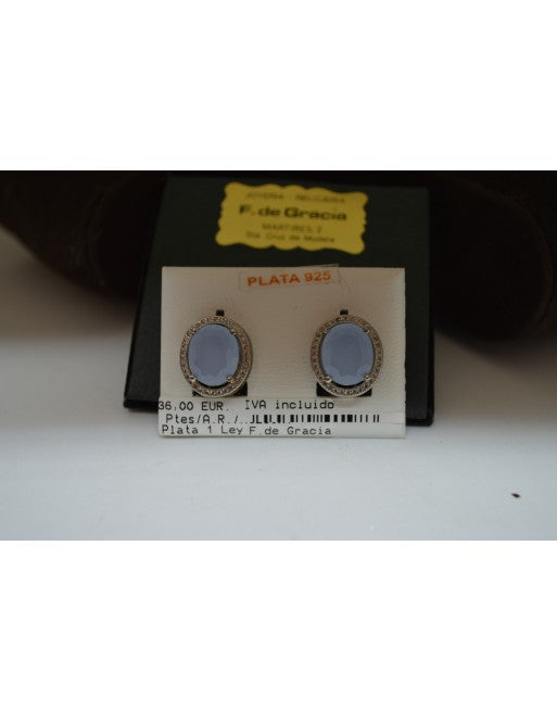 pendiente plata azul