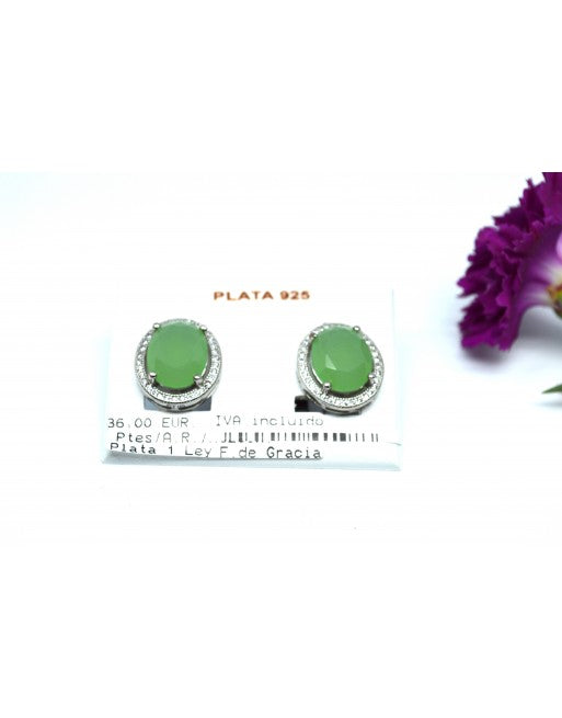 pendientes plata y piedra verde