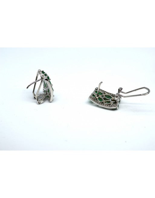 Pendientes de plata con circonita y piedra sintética