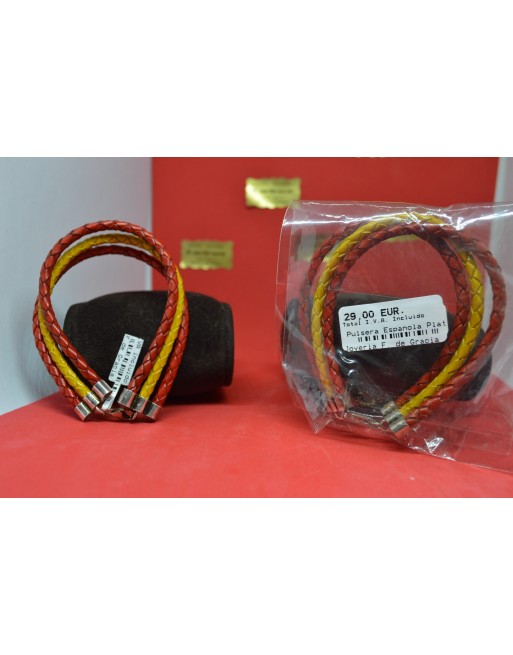 Pulsera Colores Bandera de España con casquillos en Plata de 1ª ley
