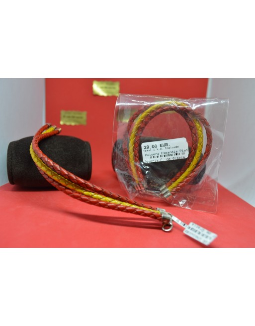 Pulsera Colores Bandera de España con casquillos en Plata de 1ª ley